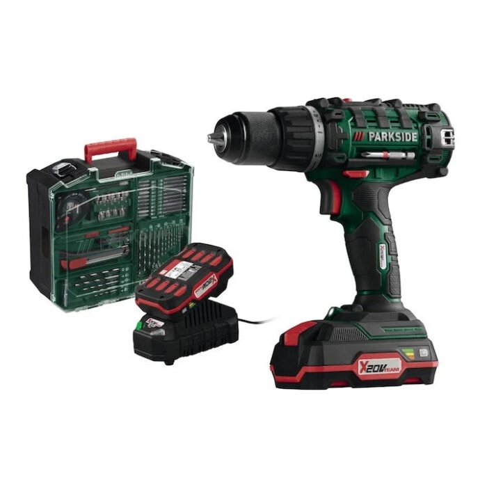 PARKSIDE® 20V DRILL WITH 2 BATTERIES, CHARGER AND ACCESSORIES